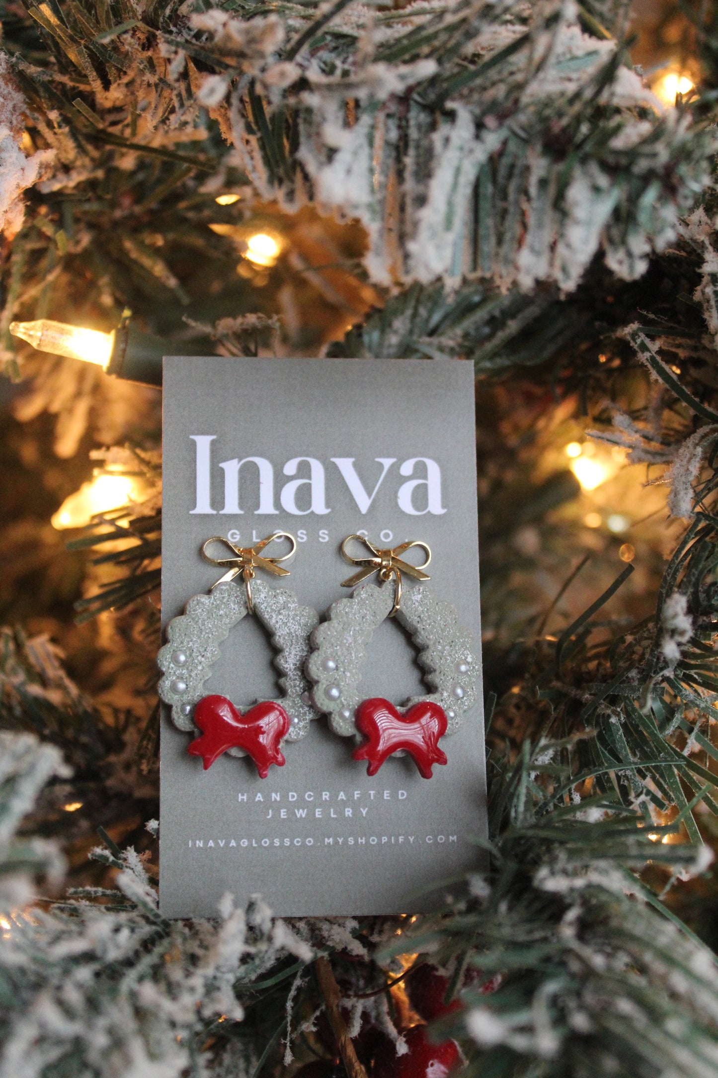 Holiday Wreaths Polymer Clay Earrings