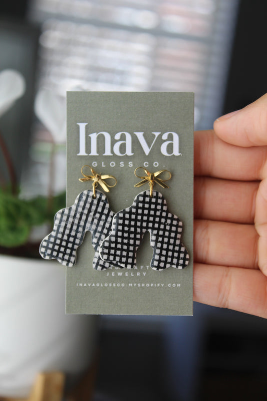Gingham Picnic Polymer Clay Earrings