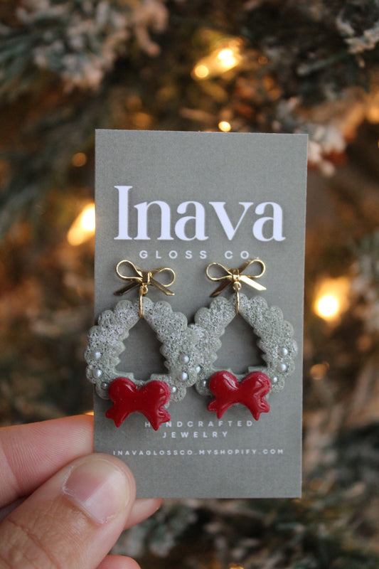 Holiday Wreaths Polymer Clay Earrings