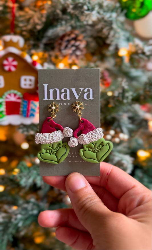 Grinchmas Polymer Clay Earrings
