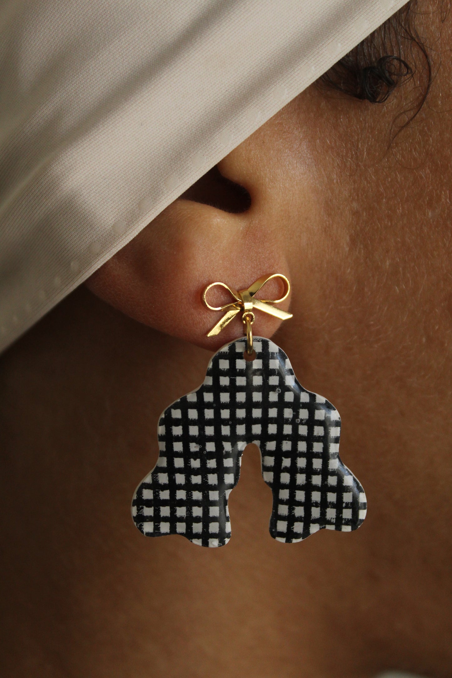 Gingham Picnic Polymer Clay Earrings