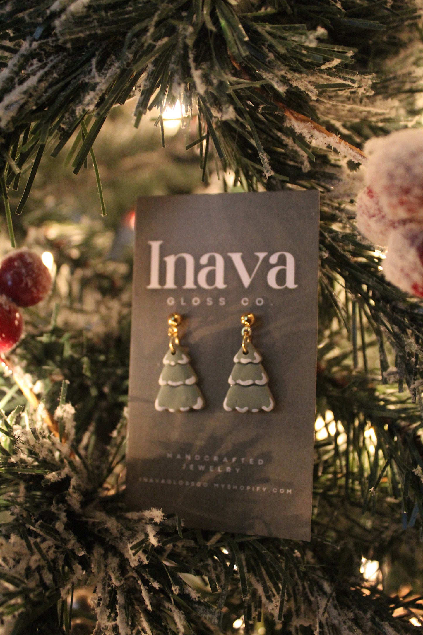 Snow Pine Trees Polymer Clay Earrings