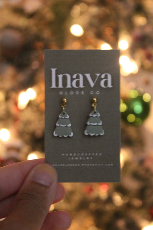 Snow Pine Trees Polymer Clay Earrings